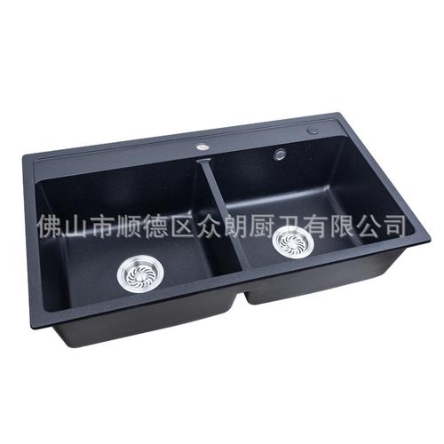 廚房水槽_英石廚房水槽珍珠黑花崗巖雙盆同大洗菜盆sys8649c